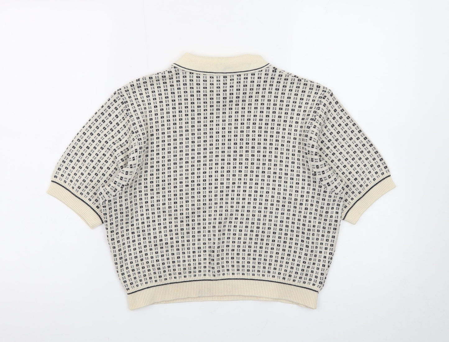 Marks and Spencer Women Beige Collared Knit Short Sleeve Jumper Size 12