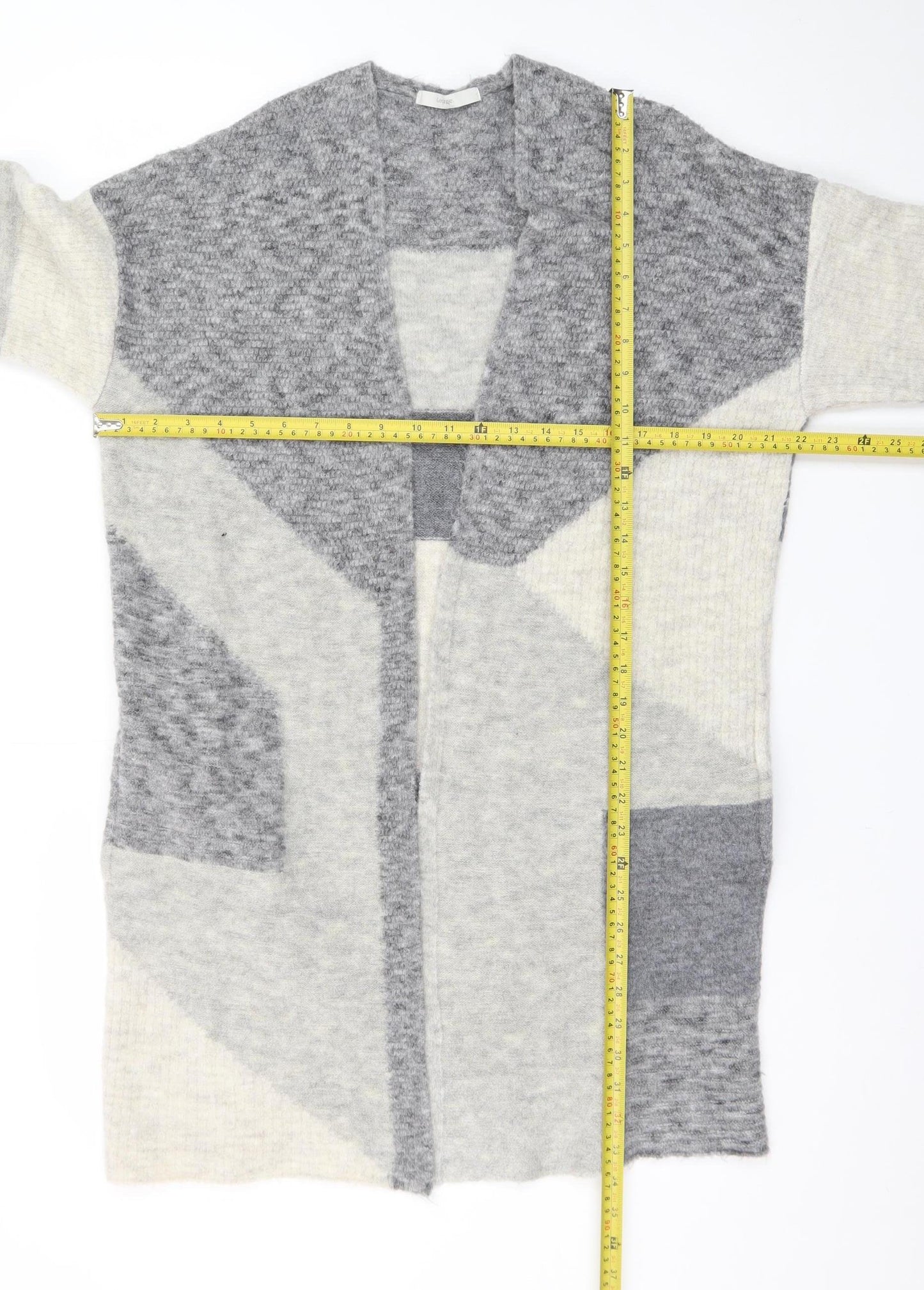 George Women's Grey Knit Open Long Cardigan Size S