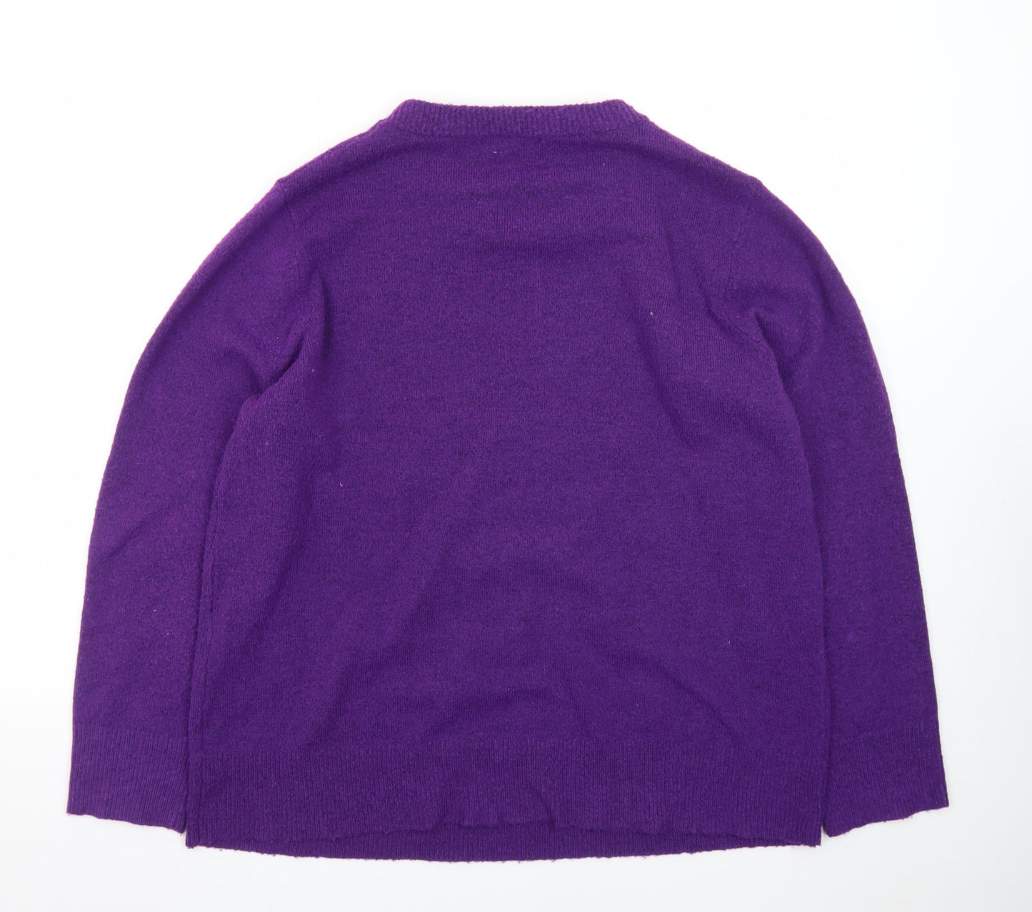 Bonmarché Women's Purple Beaded Knit Jumper Size 20 Crew Neck