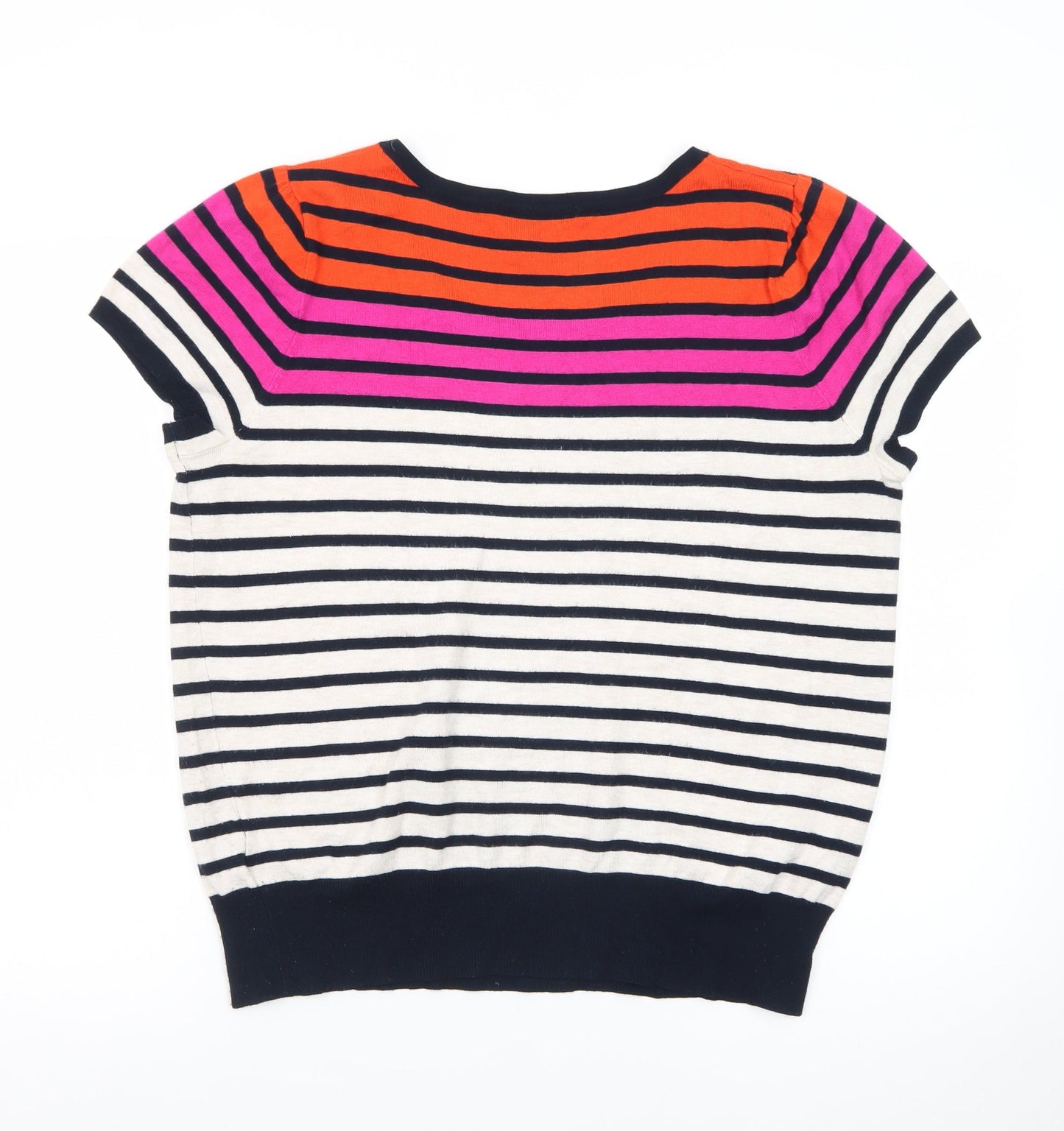 Marks and Spencer Women’s Multicoloured Striped Short Sleeve Pullover Jumper Size 18