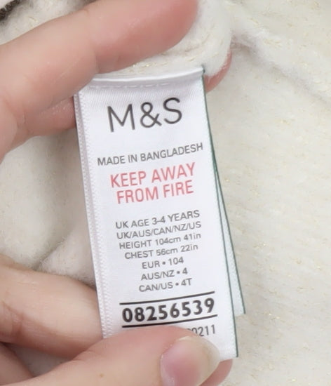 Marks and Spencer Ivory Sequin Knit Jumper Teens Size 4 Pullover
