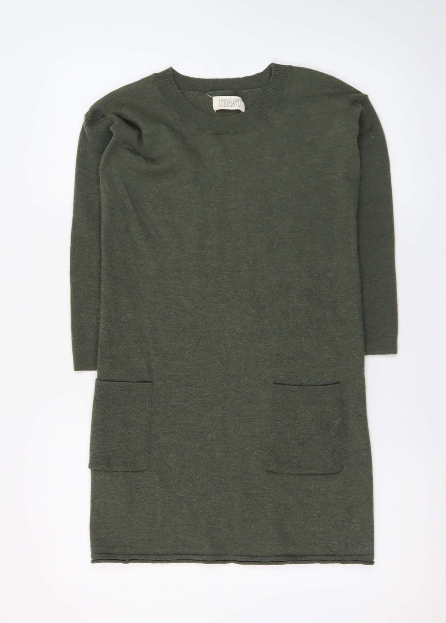 Toast Women’s Green Wool Jumper Dress Size 6 Long Sleeve Knit