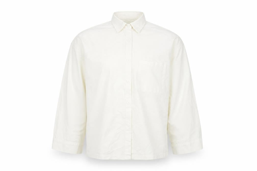 PRETTYLITTLETHING Unisex White Long Sleeve Cotton Button-Up Shirt XS