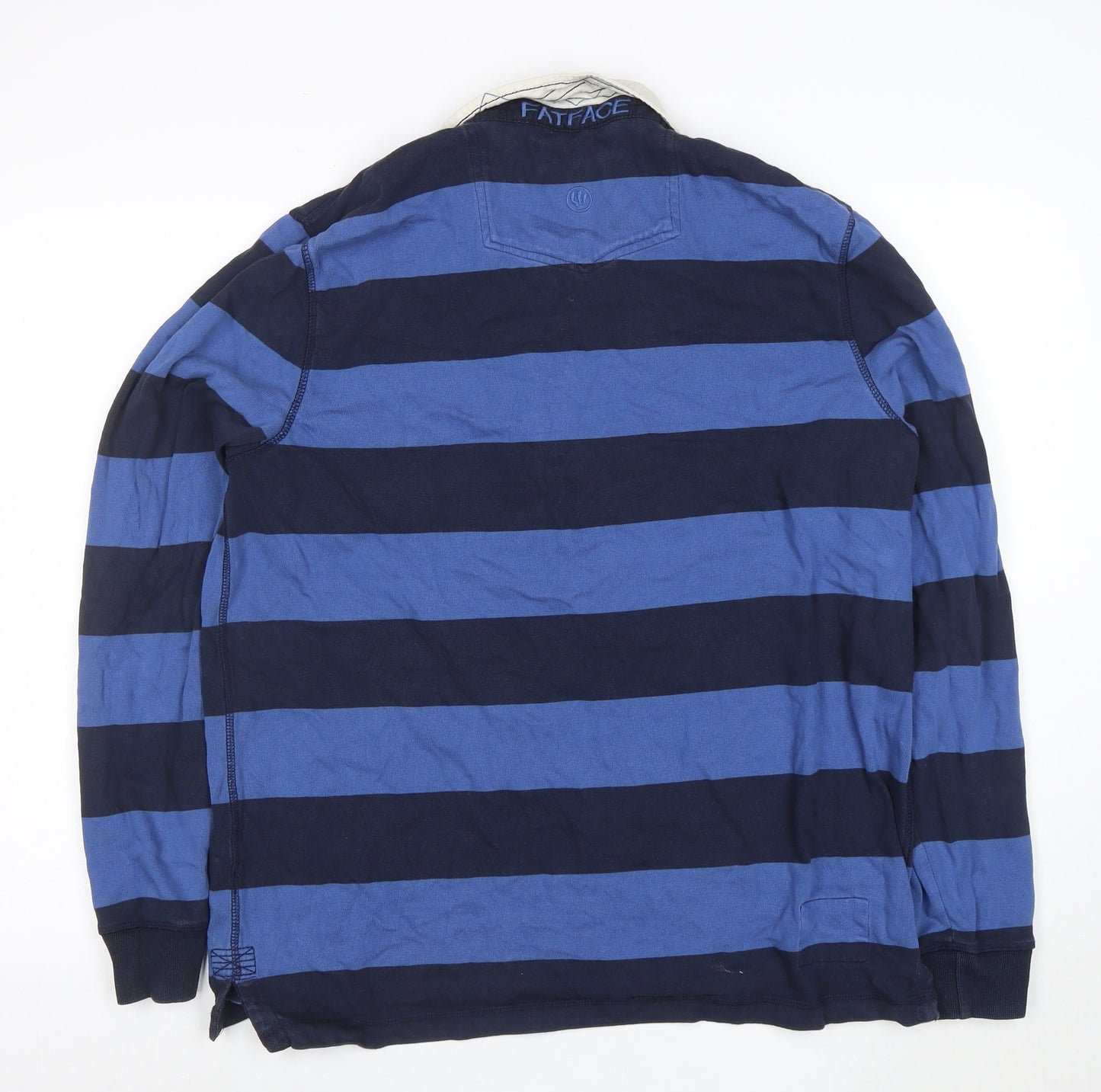 Fat Face Men's Blue Striped Long Sleeve Rugby Polo Shirt XL