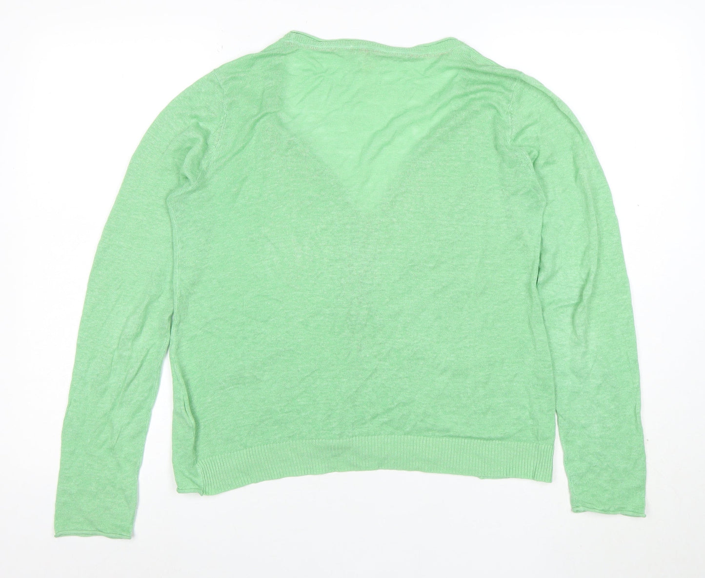 Miss Selfridge Women’s Green Linen V-Neck Cardigan Size 12