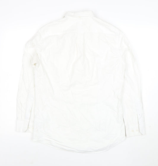 Farah Men's White Slim Fit Button-Up Cotton Shirt M