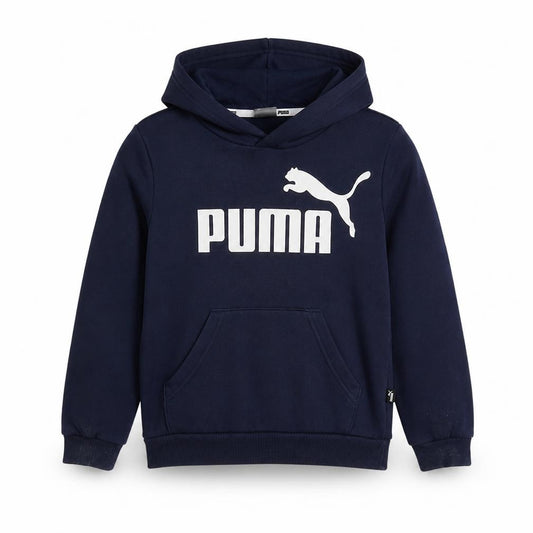 Puma Boys Navy Blue Pullover Hoodie 7-8 Years Logo Print Cotton Blend