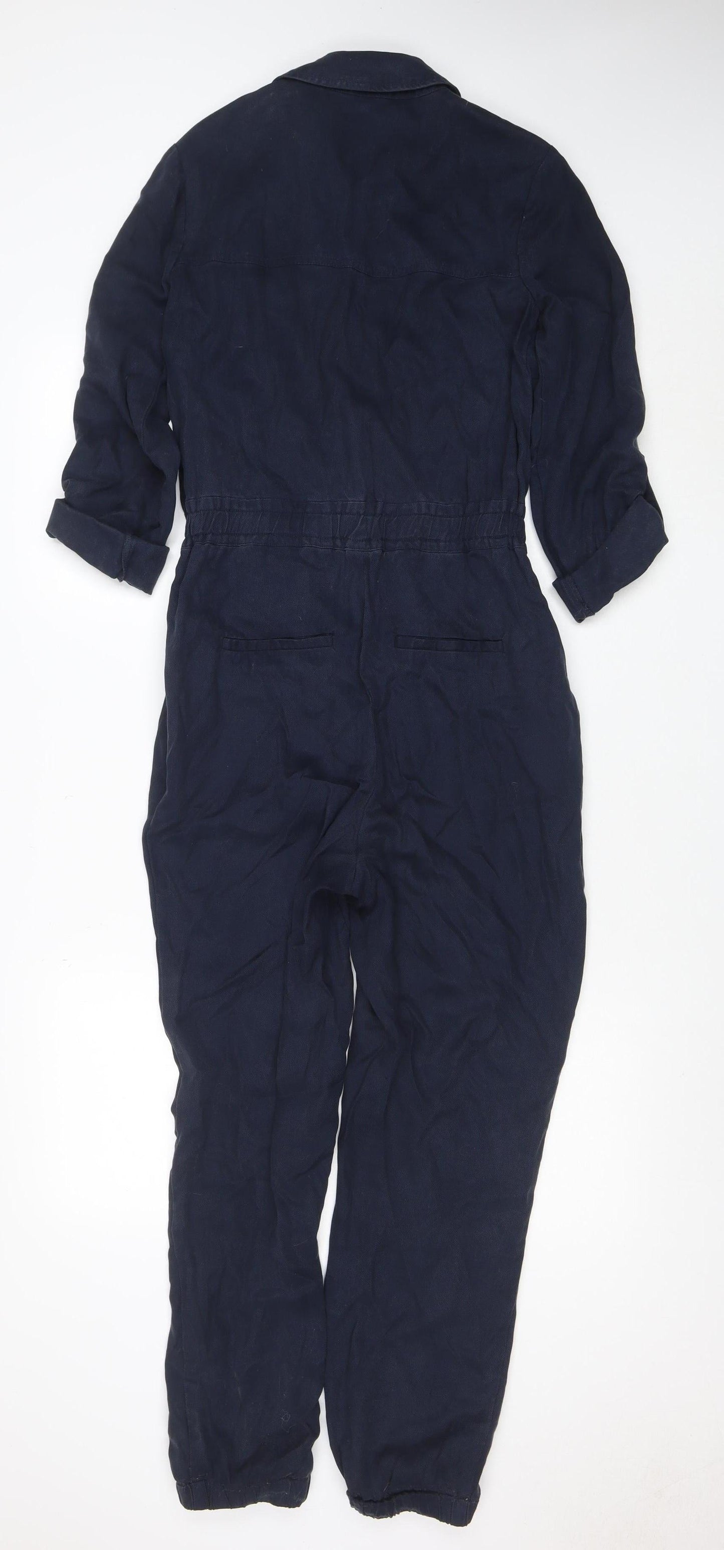 Hush Women Navy Blue Lyocell Zip Front Jumpsuit Size 6