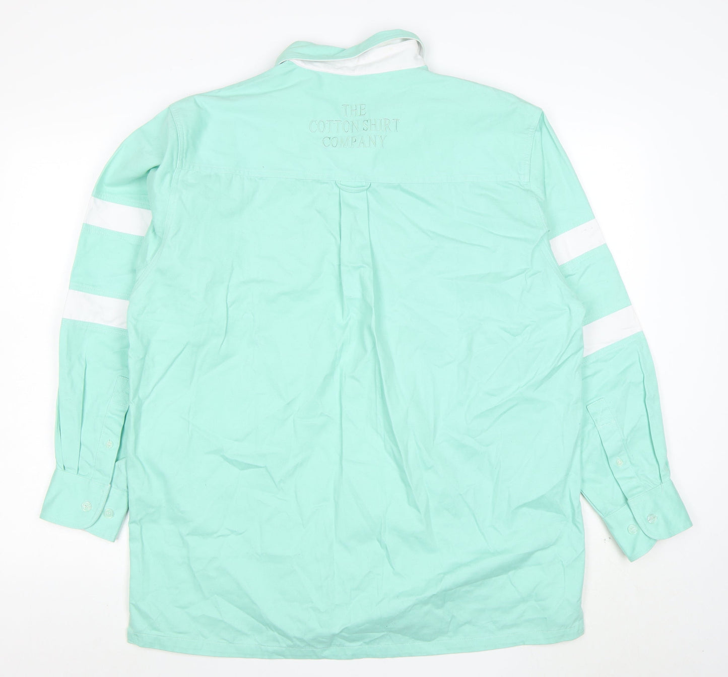 The Cotton Shirt Company Men's Green Long Sleeve Rugby Polo L