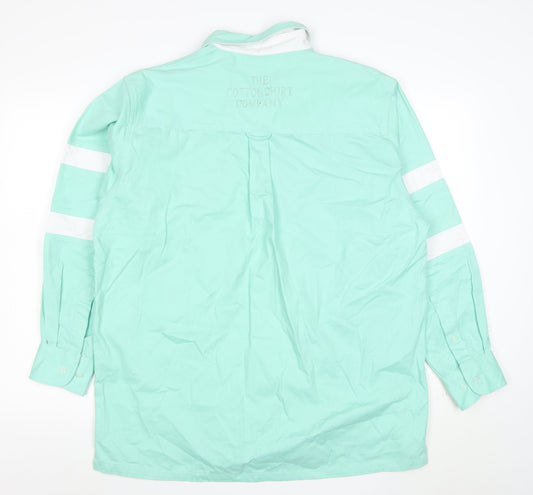 The Cotton Shirt Company Men's Green Long Sleeve Rugby Polo L