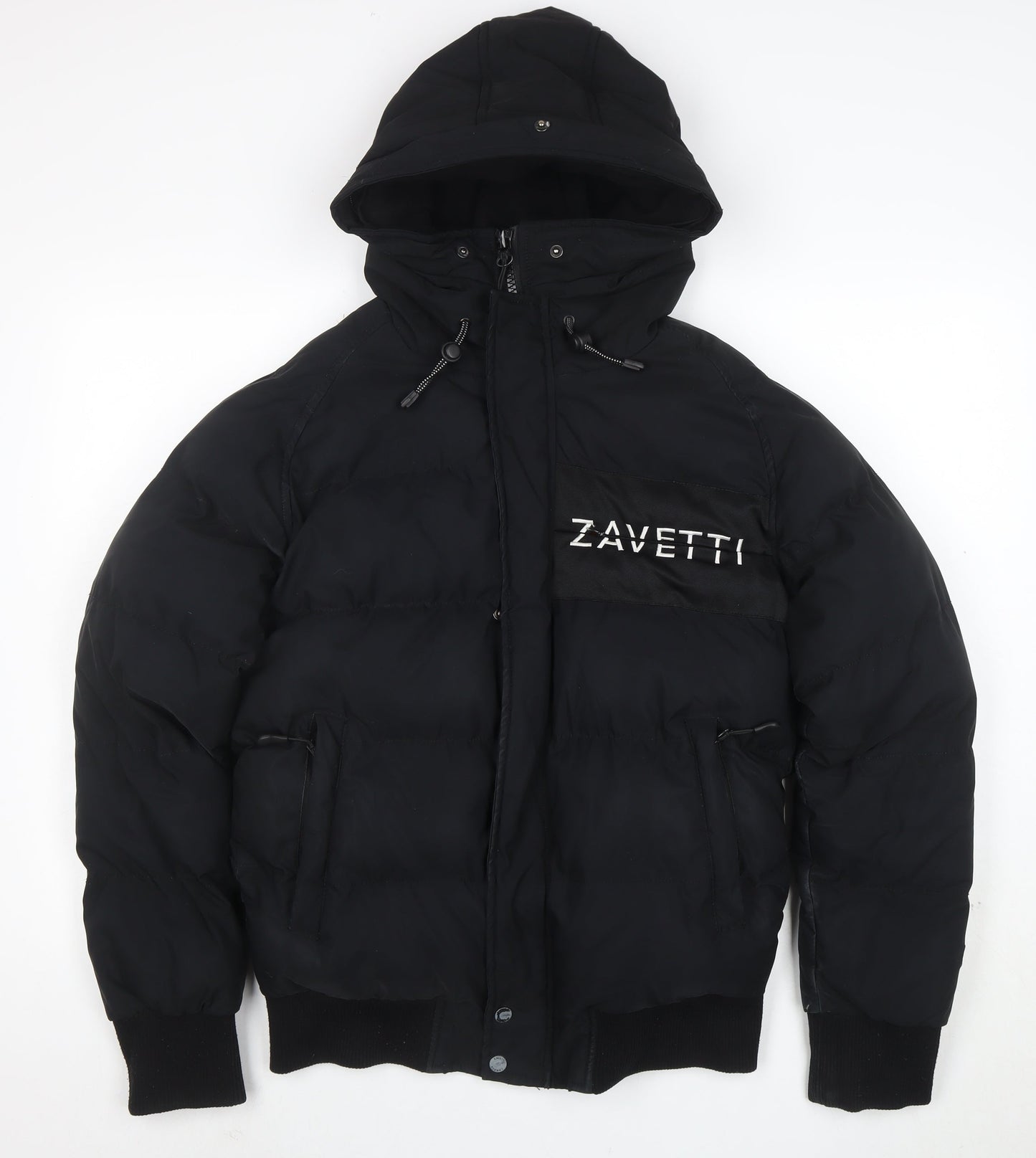 Zavetti Canada Men's Black Puffer Jacket Hooded Size S Winter Casual