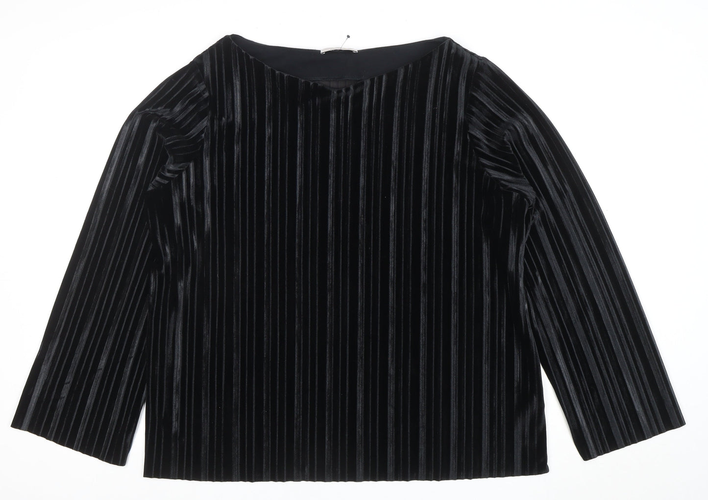 Marks and Spencer Womens Black Velvet Long Sleeve Blouse Size 18