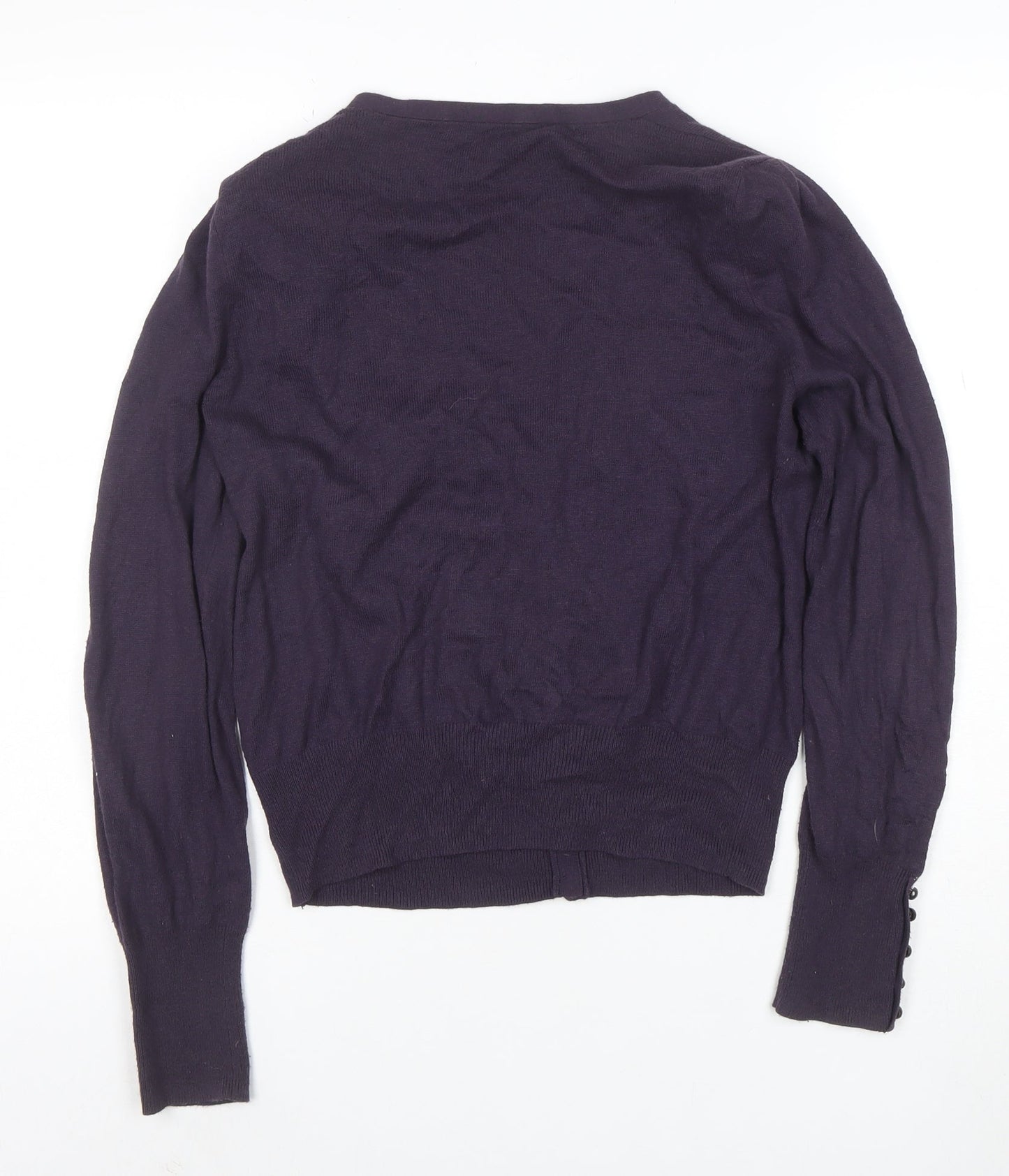 Marks and Spencer Women's Purple Merino Wool V-Neck Cardigan Size 14