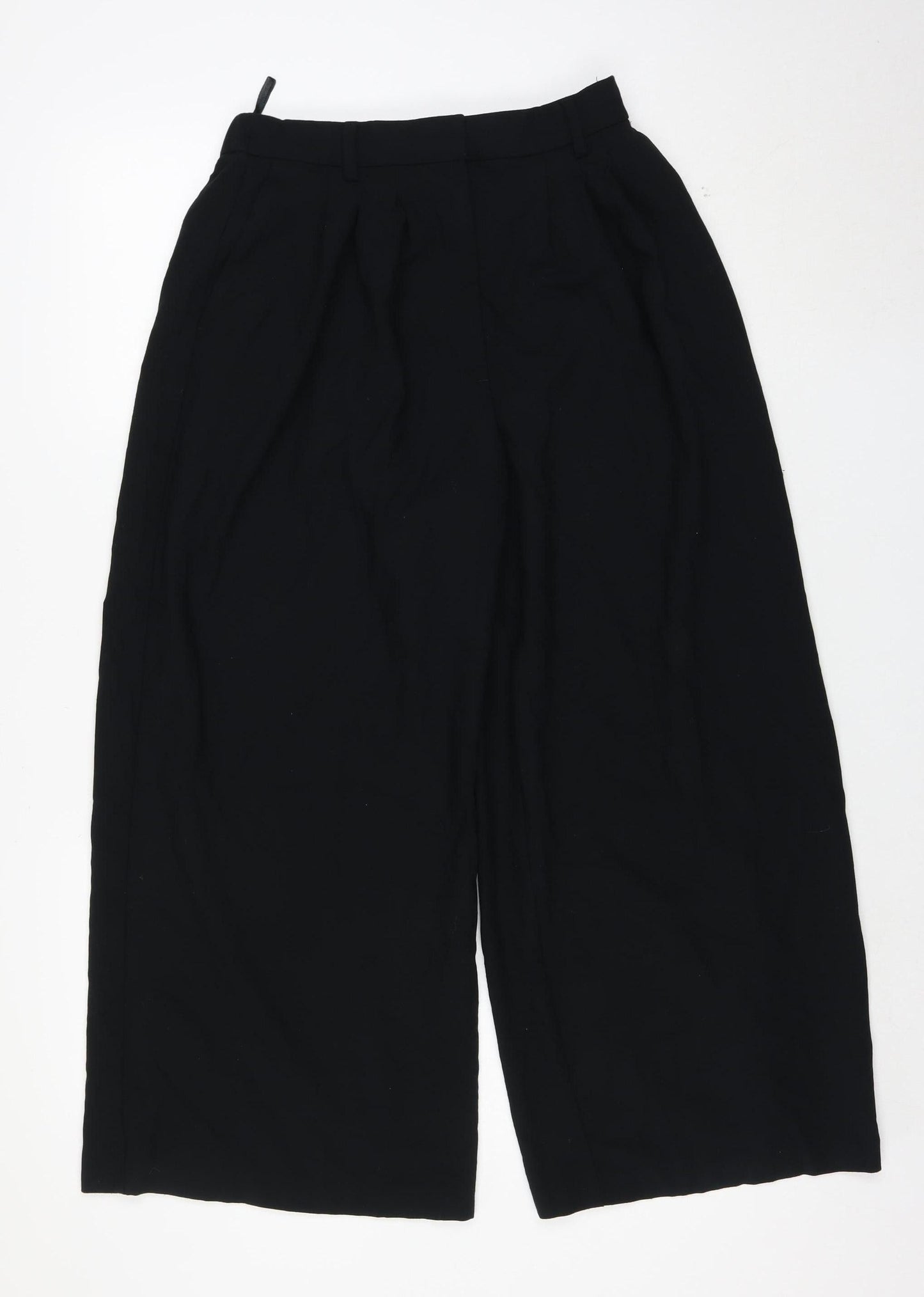 Marks and Spencer Womens Black Size 10 Wide-Leg Cropped Trousers
