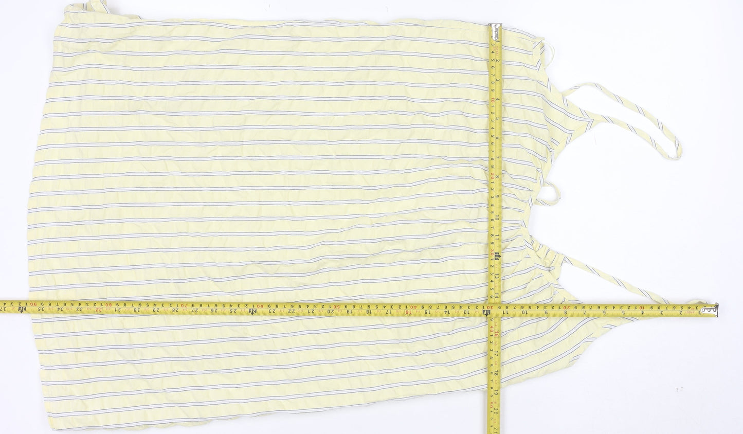 Marks and Spencer Womens Yellow Striped Cotton Slip Dress Size 12