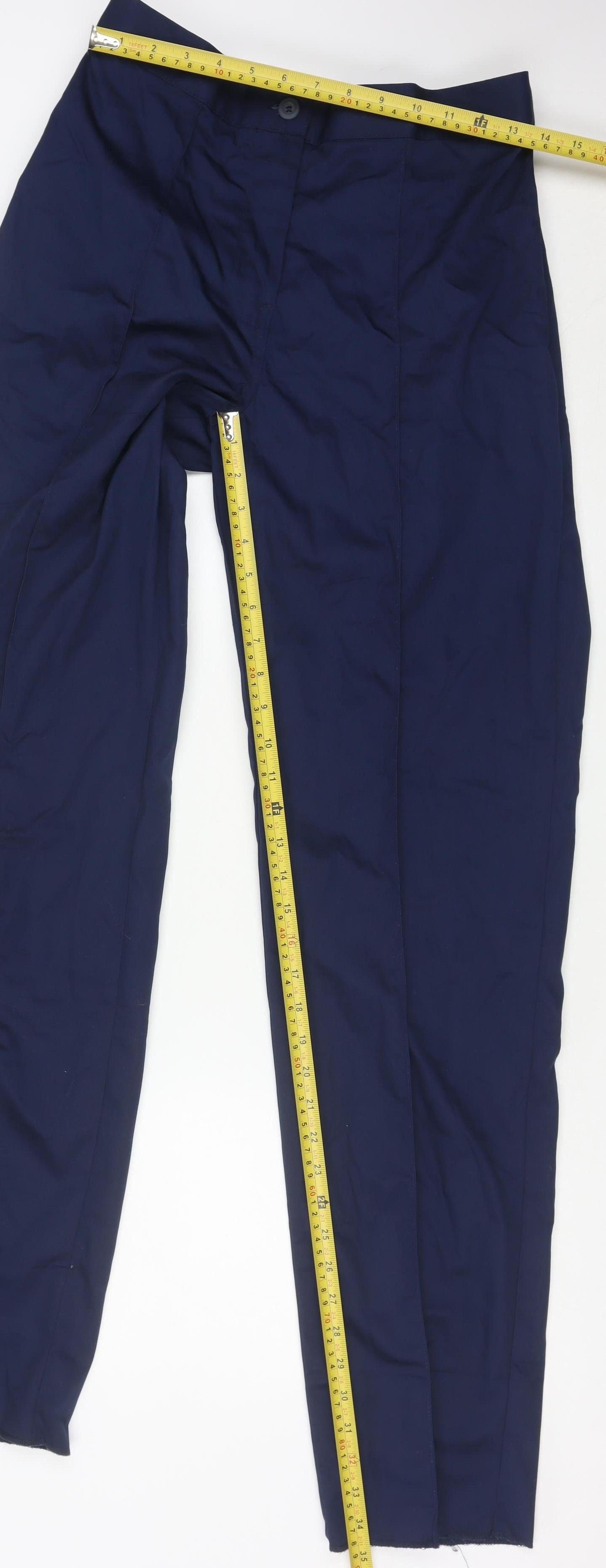 Tibard Womens Blue Size 12 Workwear Trousers Elastic Waist Polyester Cotton