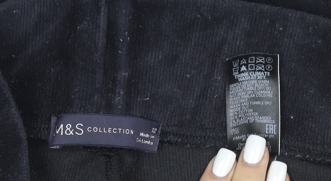 Marks and Spencer Women’s Black Cotton Blend Stretch Velvet Leggings Size 12