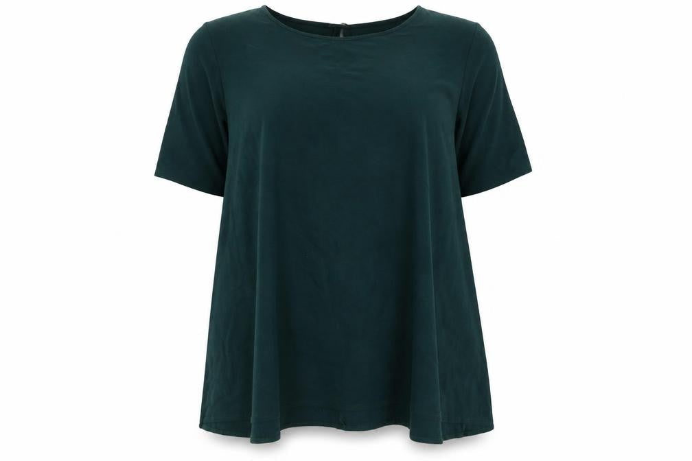 Front view of Roman Women’s Green Jersey A-Line Dress, size UK 22/24, Half Sleeve