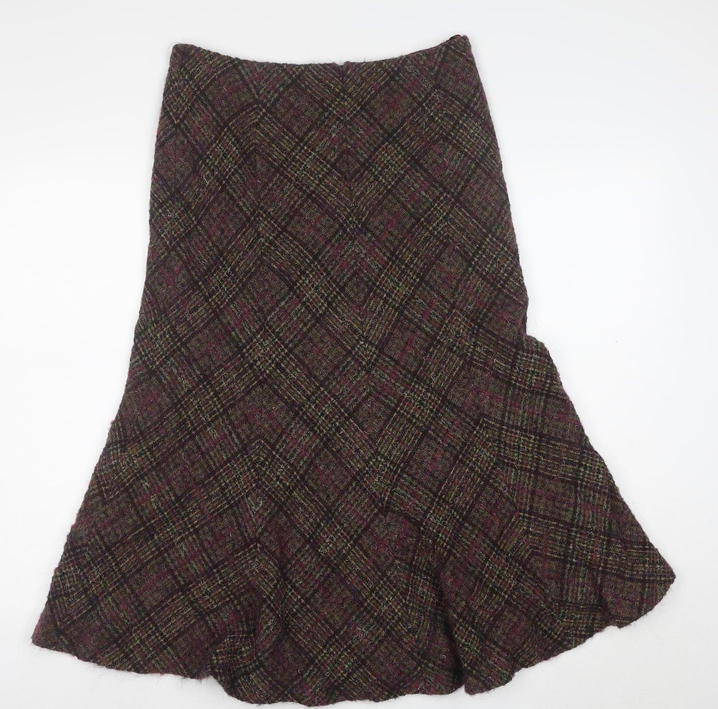 Platinum Womens Multicoloured Wool Tweed Flare Midi Skirt Size 12