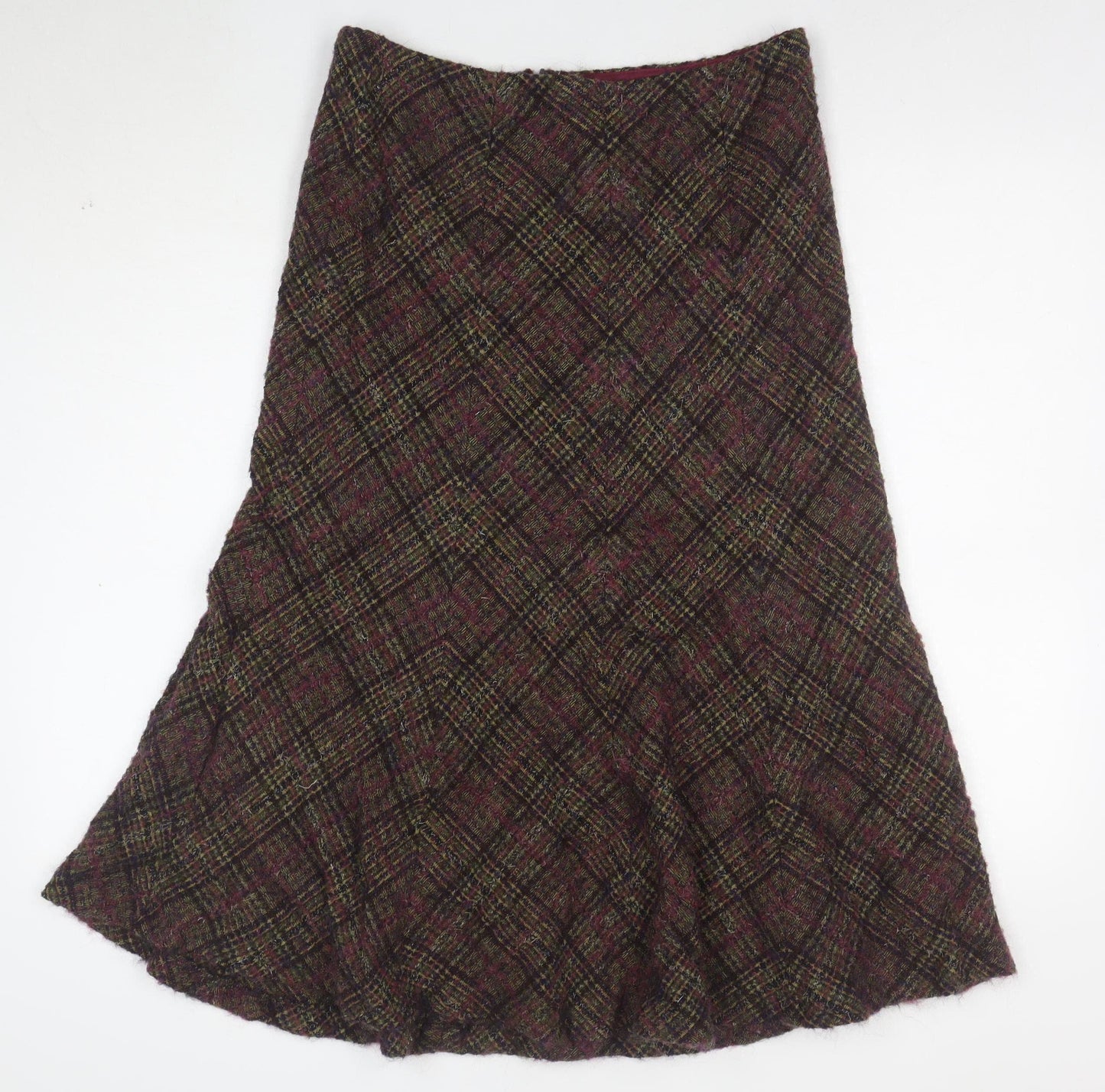 Platinum Womens Multicoloured Wool Tweed Flare Midi Skirt Size 12