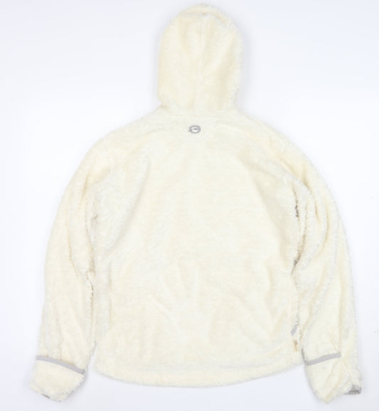 Sprayway Teens White Fleece Hooded Zip Jacket Size 14