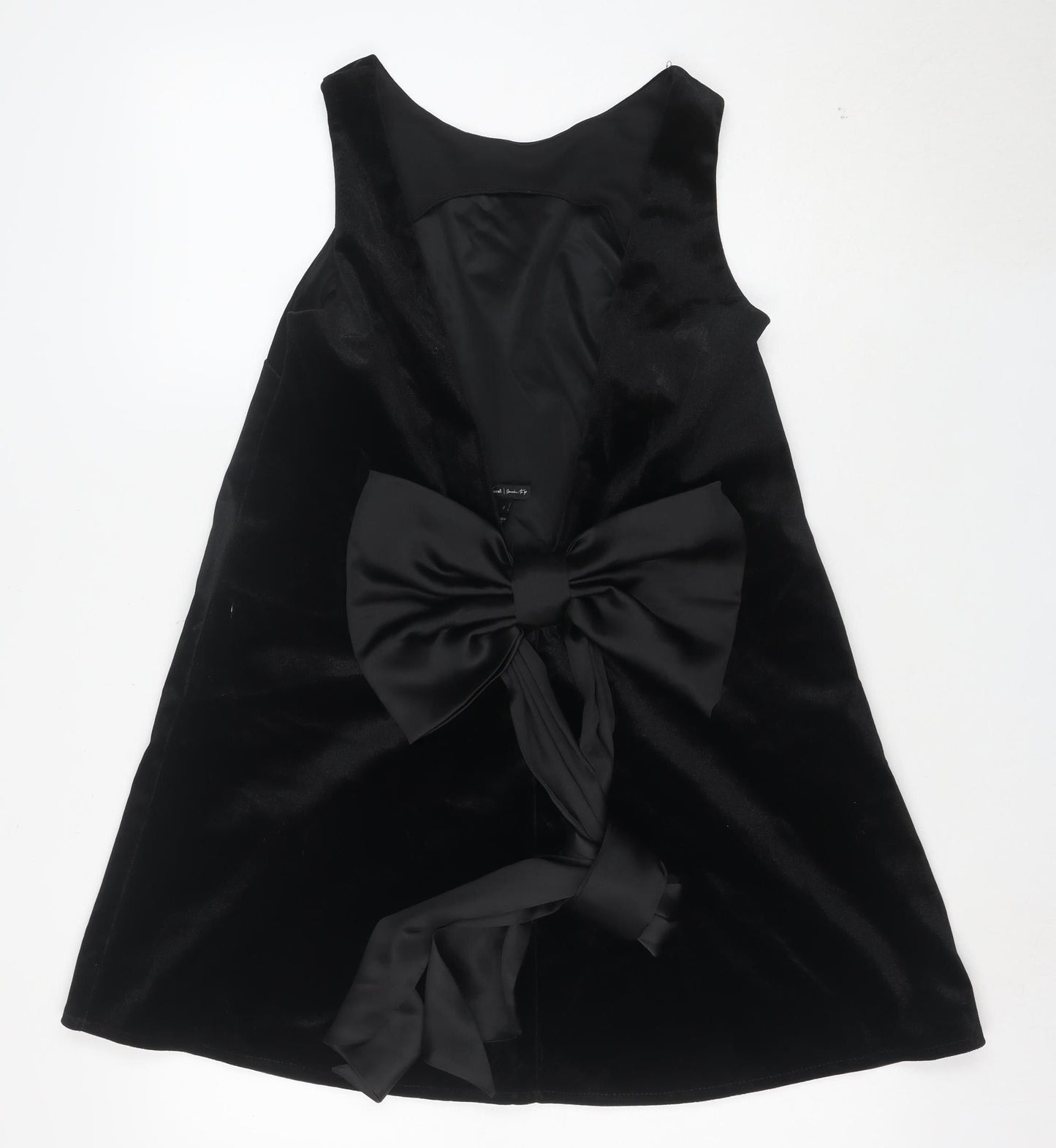 River Island Women’s Black Velvet Bow Mini Party Dress Size 8