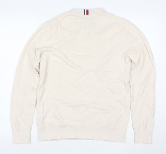 Tommy Hilfiger Men's Beige Cotton Crew Neck Jumper Size L