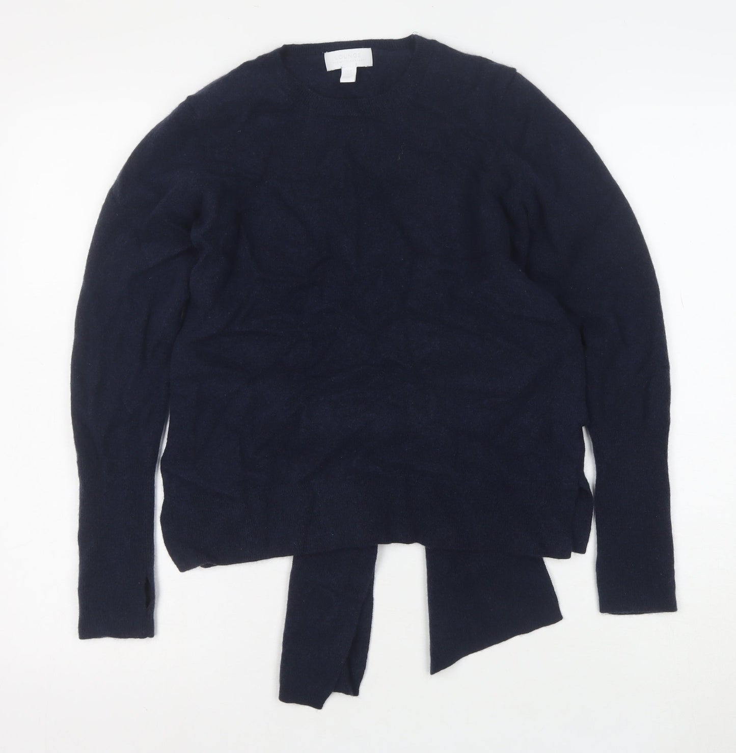 The White Company Women’s Blue Wool Cashmere Tie Hem Jumper Size M