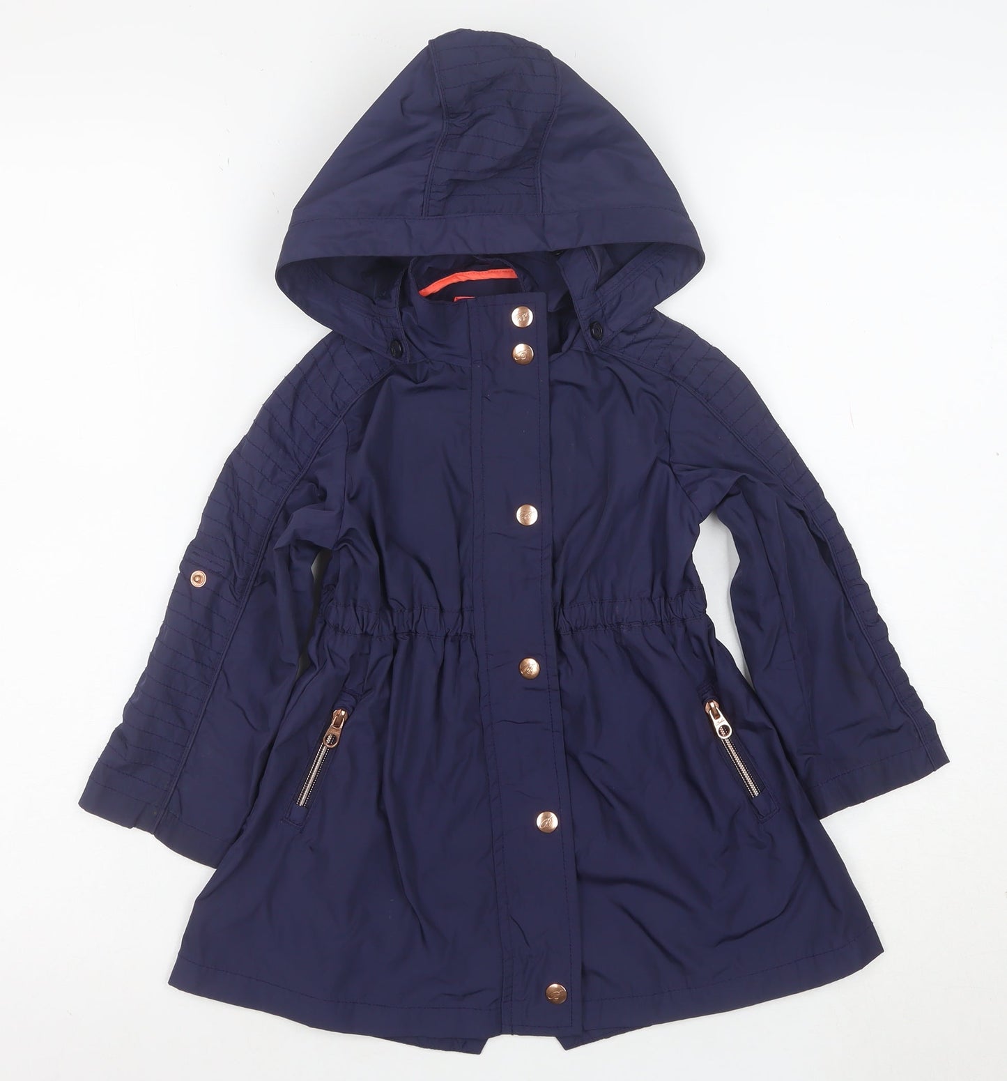 Baker by Ted Baker Girls Blue Hooded Mid-Length Parka Coat Age 4