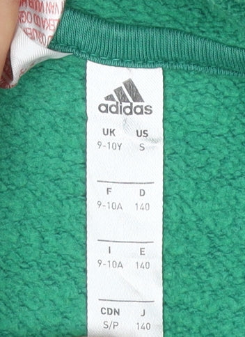 Adidas Boys Green Hoodie 9-10 Years Leeds United Pullover Sweatshirt
