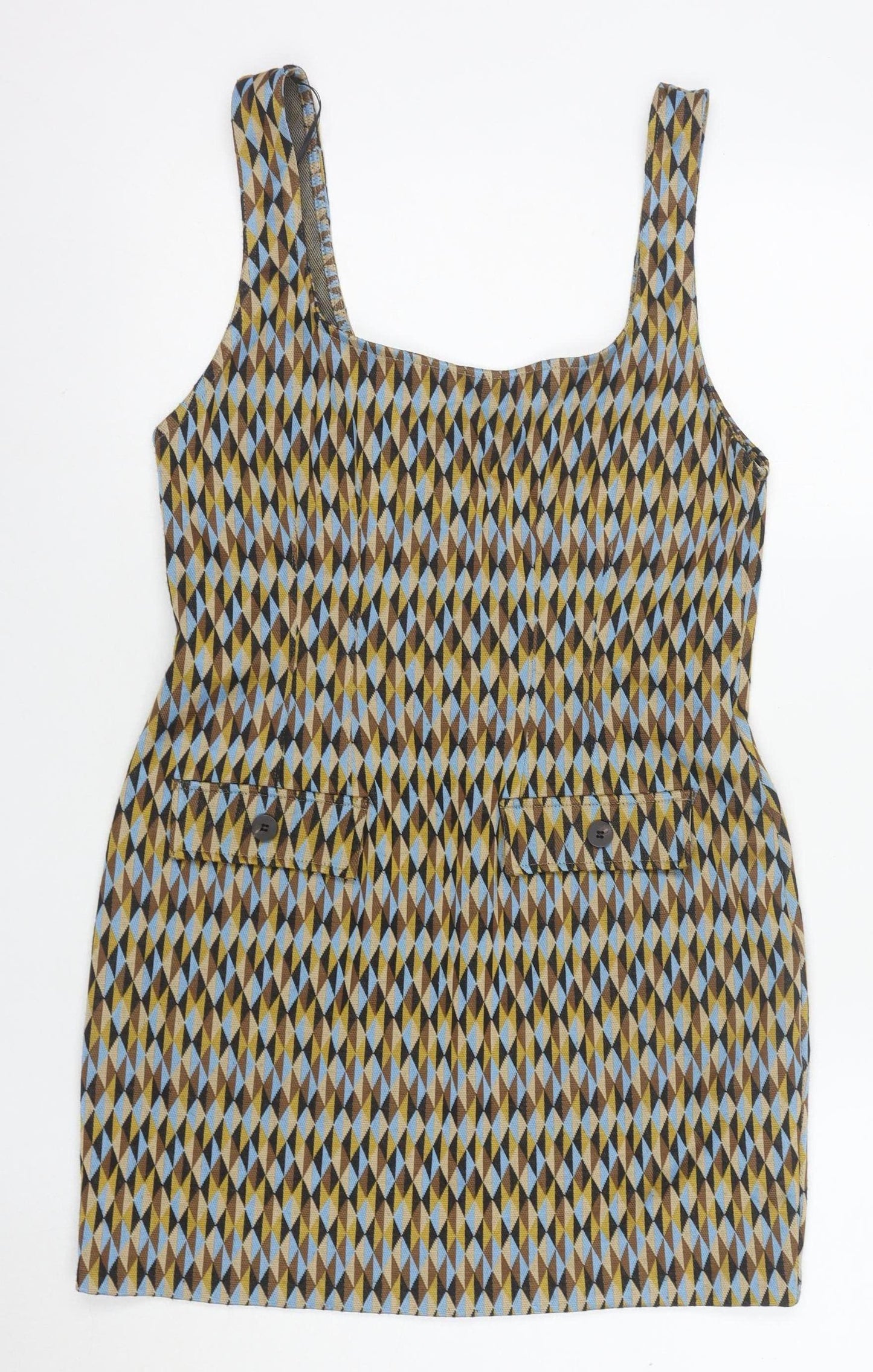 ZARA Women Multicoloured S Geometric Pinafore Dress
