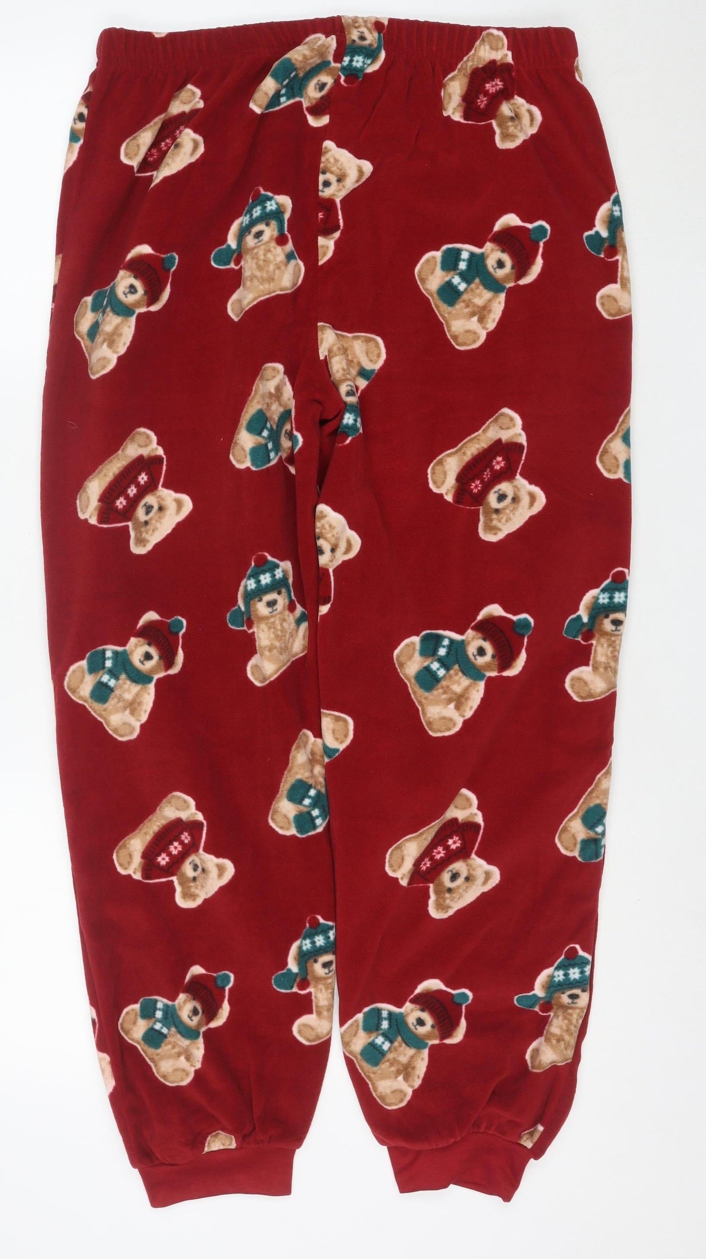 Men’s Red Christmas Bear Fleece Pyjama Pants Medium