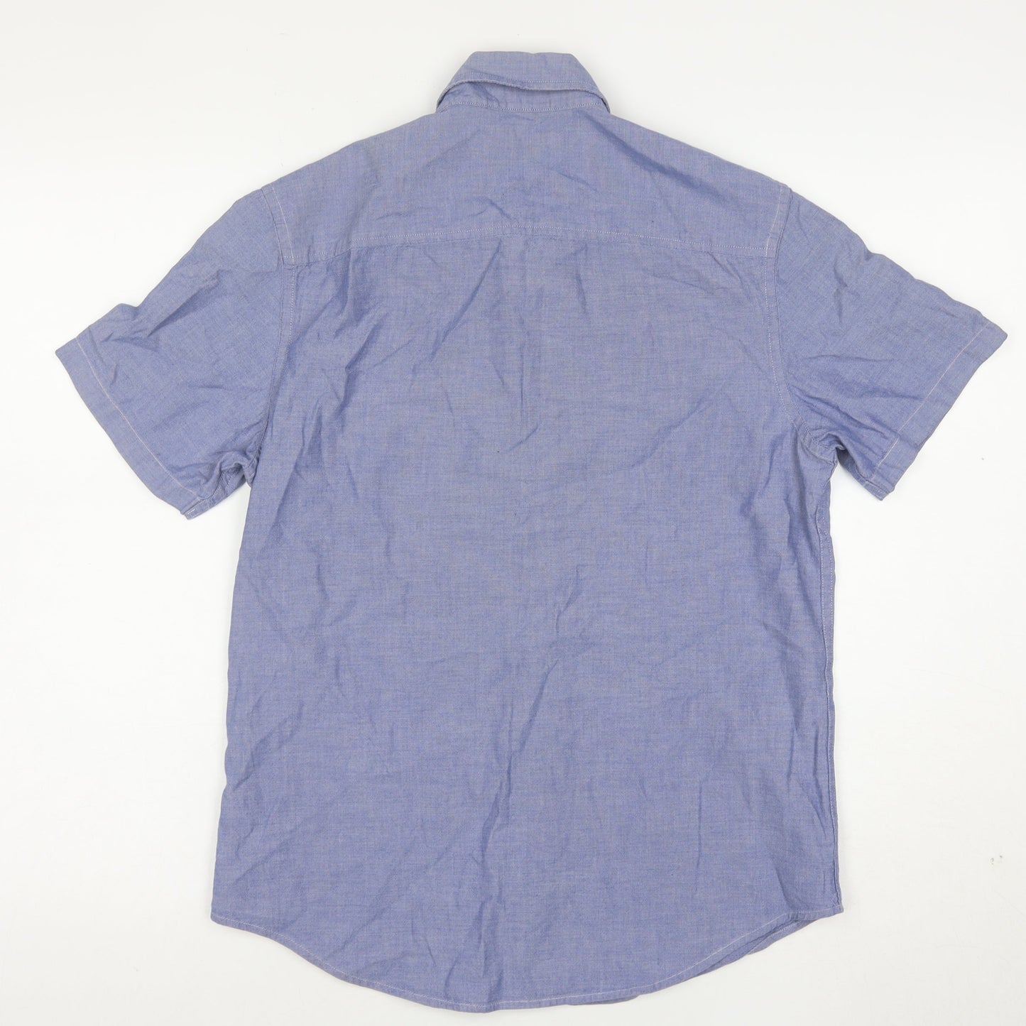 Original Penguin Boys Blue Chambray Button-Down Short Sleeve Shirt 10 Years