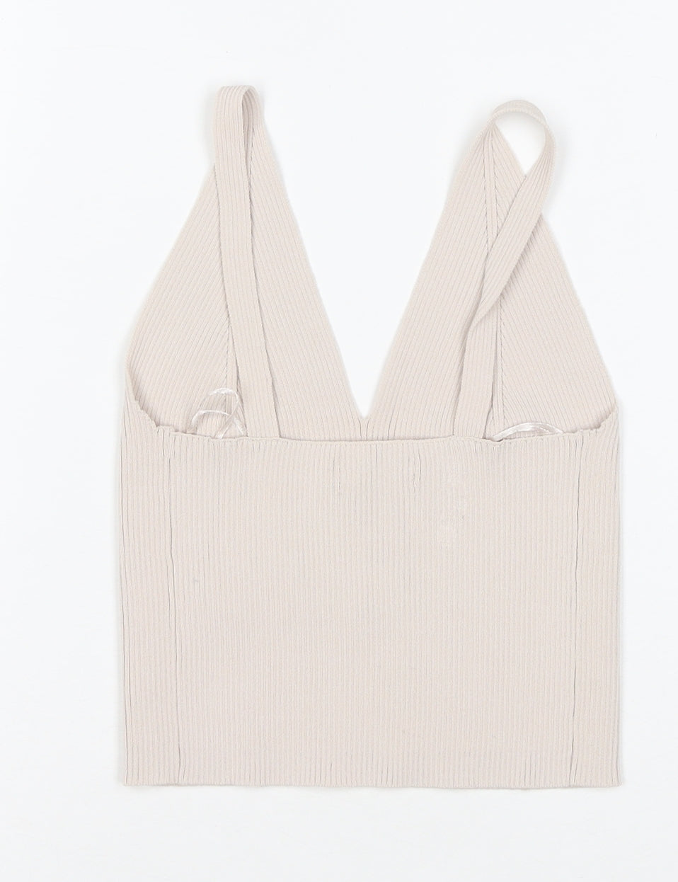Reserved Womens Beige Ribbed V-Neck Camisole Tank Top Size S