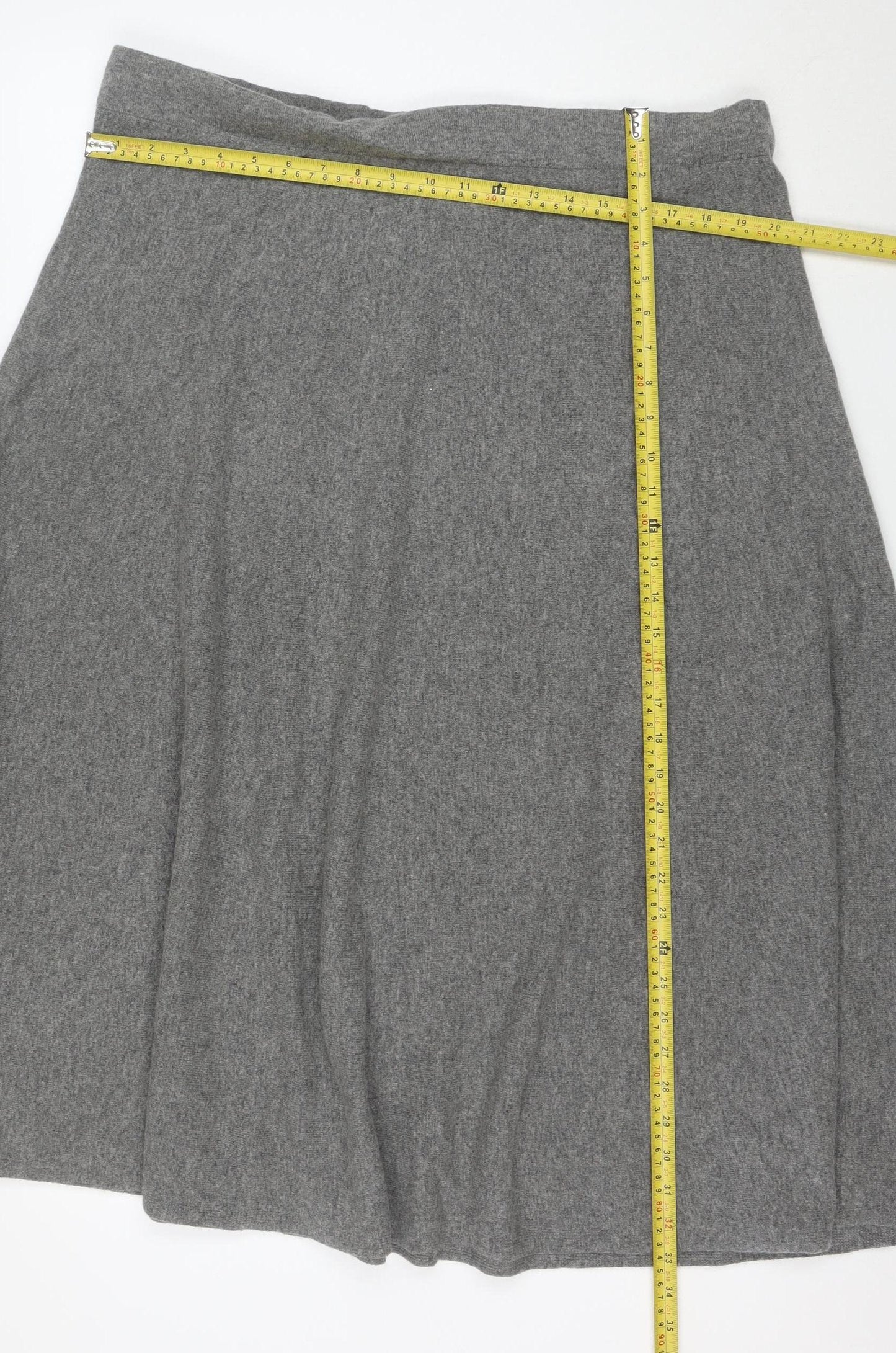 Whistles Women Grey Wool A-Line Knee Length Skirt XL
