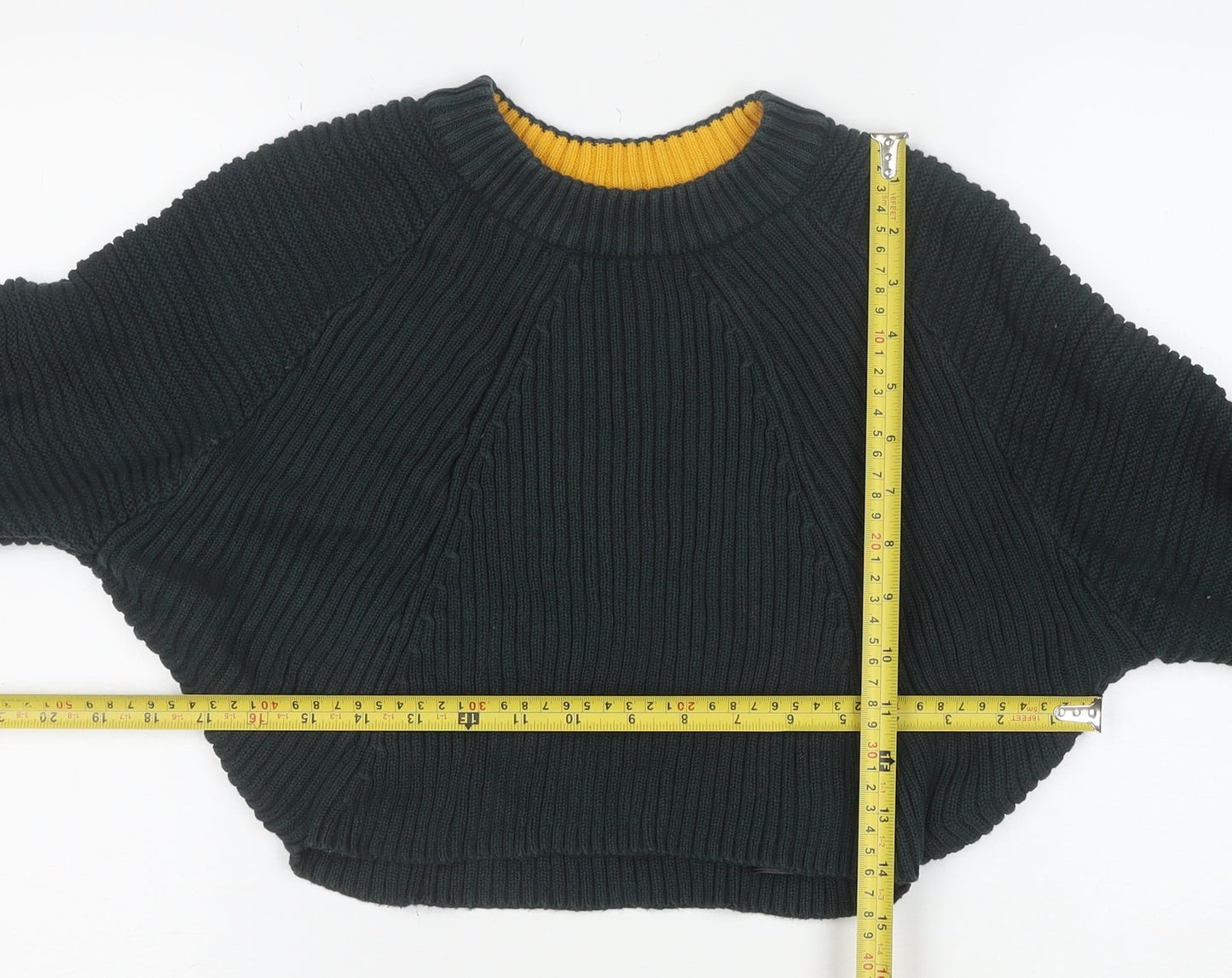 Topshop Women Green Chunky Knit Crew Neck Jumper Size 10