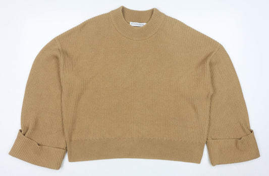 Atmos & Here Womens Beige Knit Crew Neck Jumper Size M