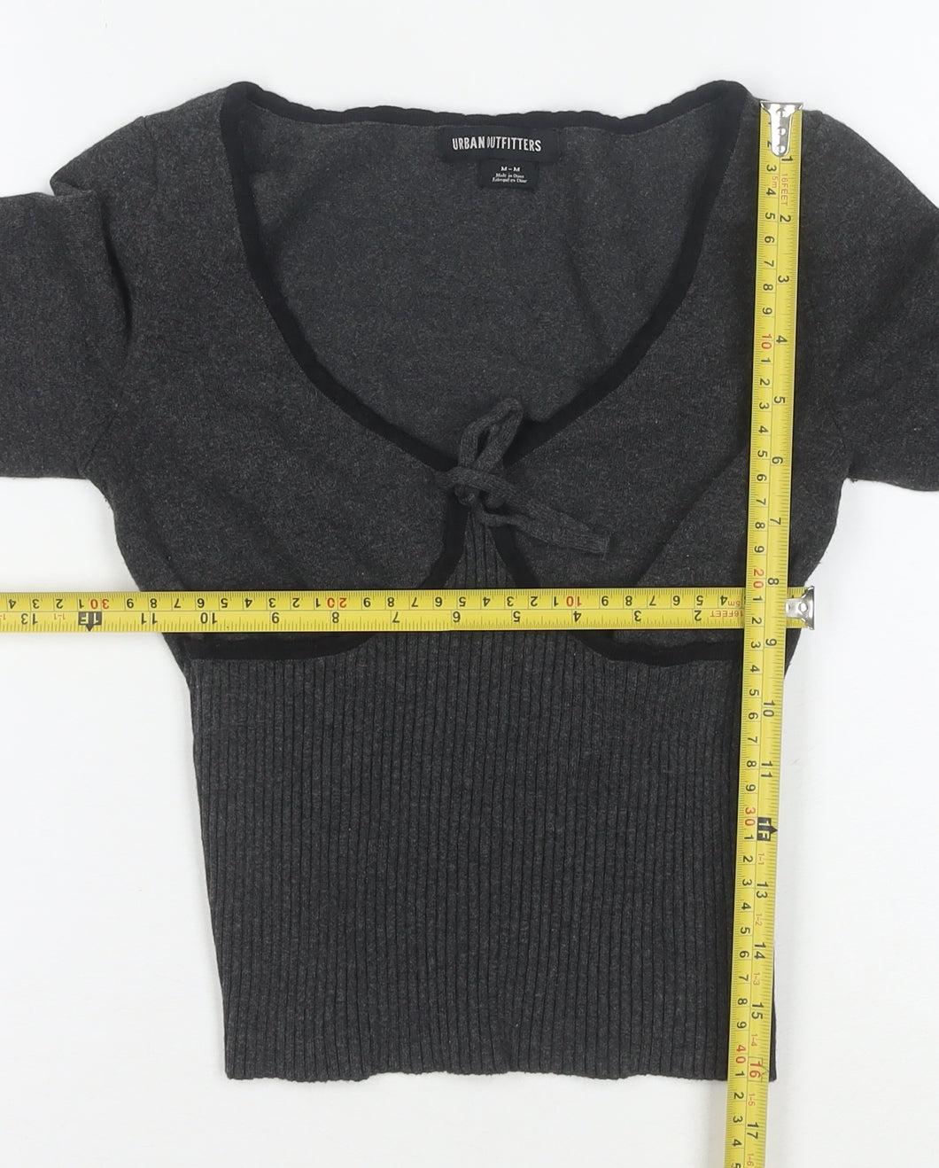 Urban Outfitters Women’s Grey Wool Knit V-Neck Puff Sleeve Cardigan M