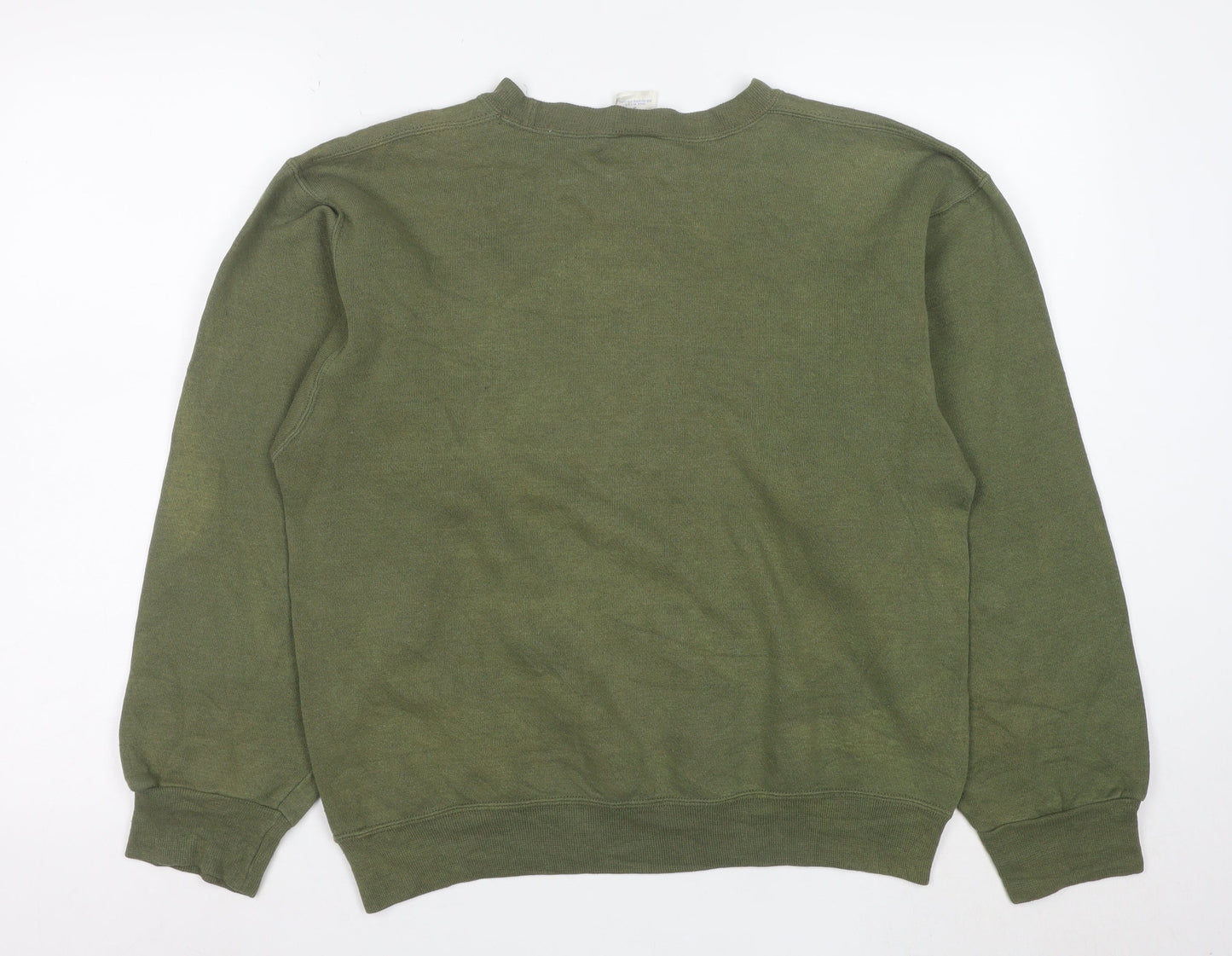 Soffe Women Green Small Crew Neck USMC Military Print Sweatshirt