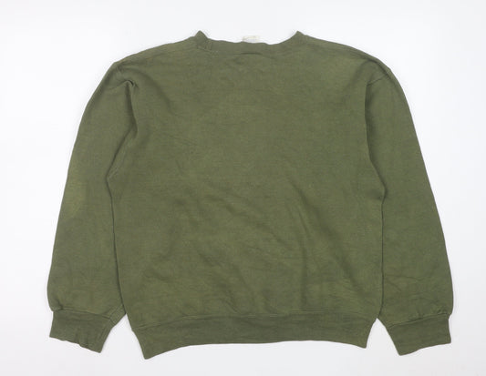 Soffe Women Green Small Crew Neck USMC Military Print Sweatshirt