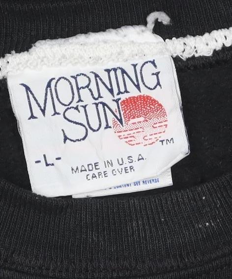 Morning Sun Unisex Black L Pullover Floral Embroidered Sweatshirt