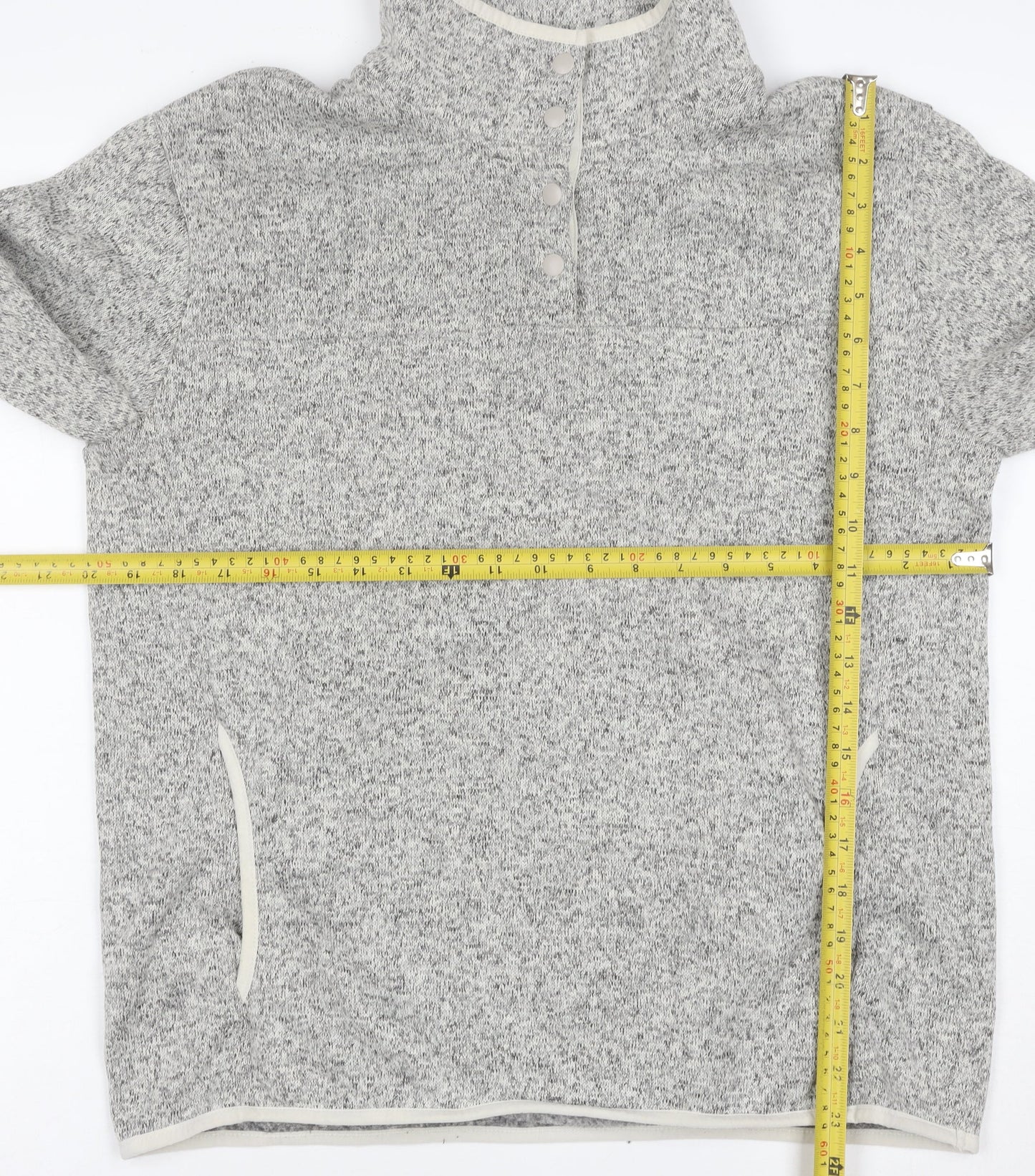 Eddie Bauer Mens Grey Fleece Henley Sweatshirt Size L
