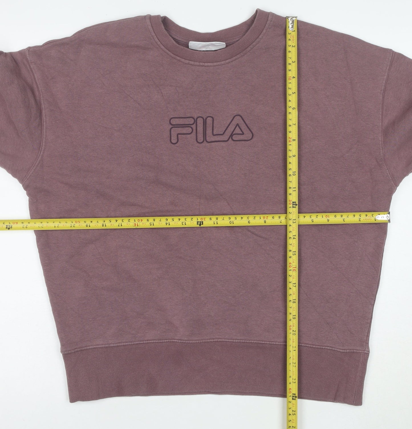 FILA Womens Mauve Sweatshirt UK L Cotton Blend Pullover Crew Neck