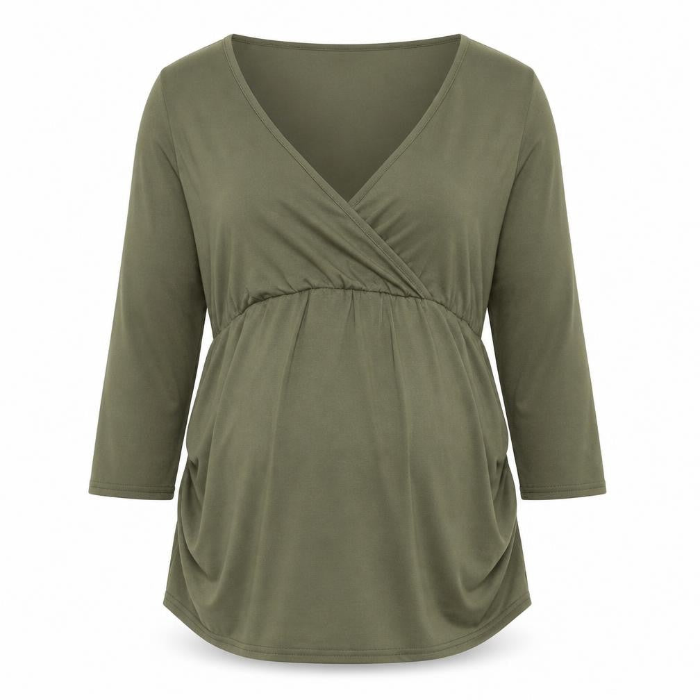Dorothy Perkins Maternity Khaki Green 3/4 Sleeve Wrap Top UK 10