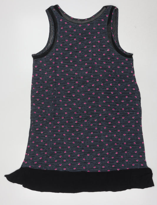 DKNY Women's Grey Polka Dot Tank Dress M Sleeveless Jersey
