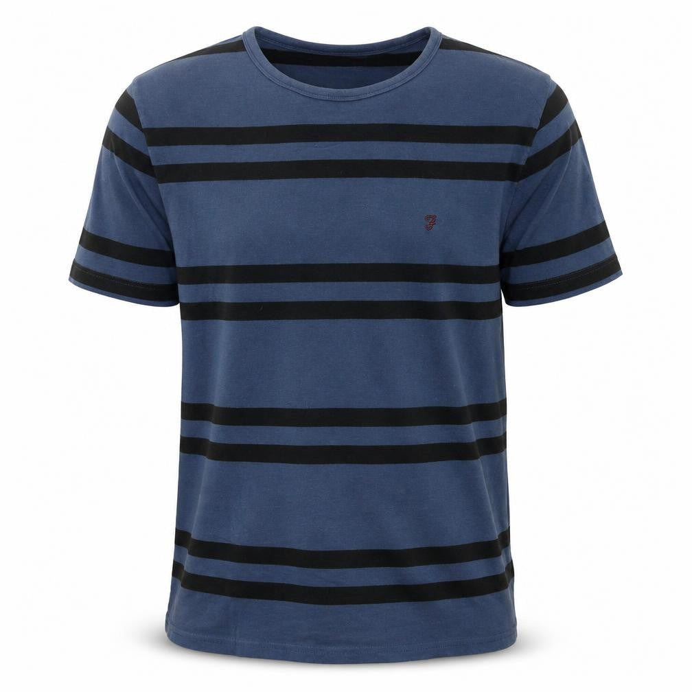 Farah 1920 Men's Blue Striped Cotton Short Sleeve T-Shirt Size L