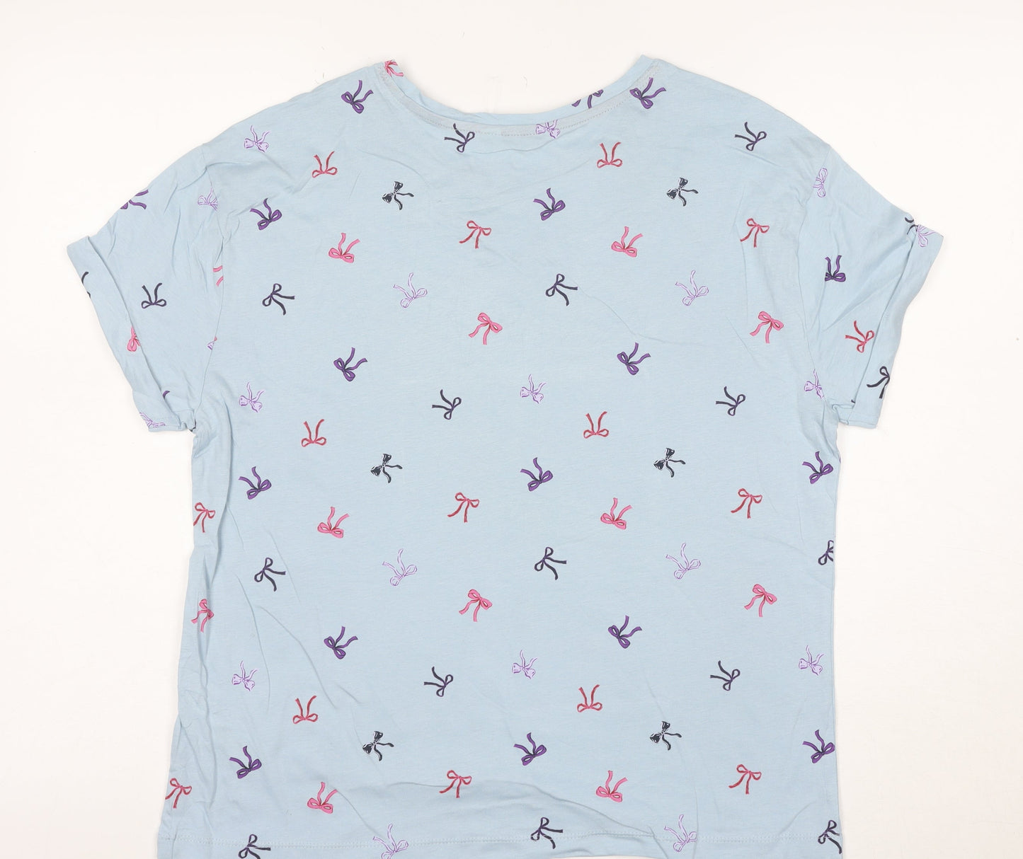 Marks and Spencer Women's Blue Bow Print Cotton T-Shirt M
