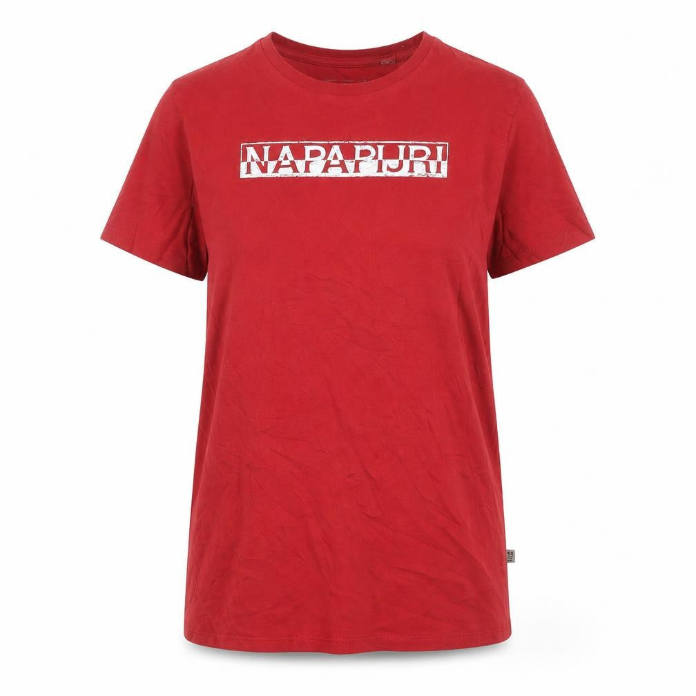 Napapijri Womens Red Cotton Crew Neck Short Sleeve T-Shirt Size 14