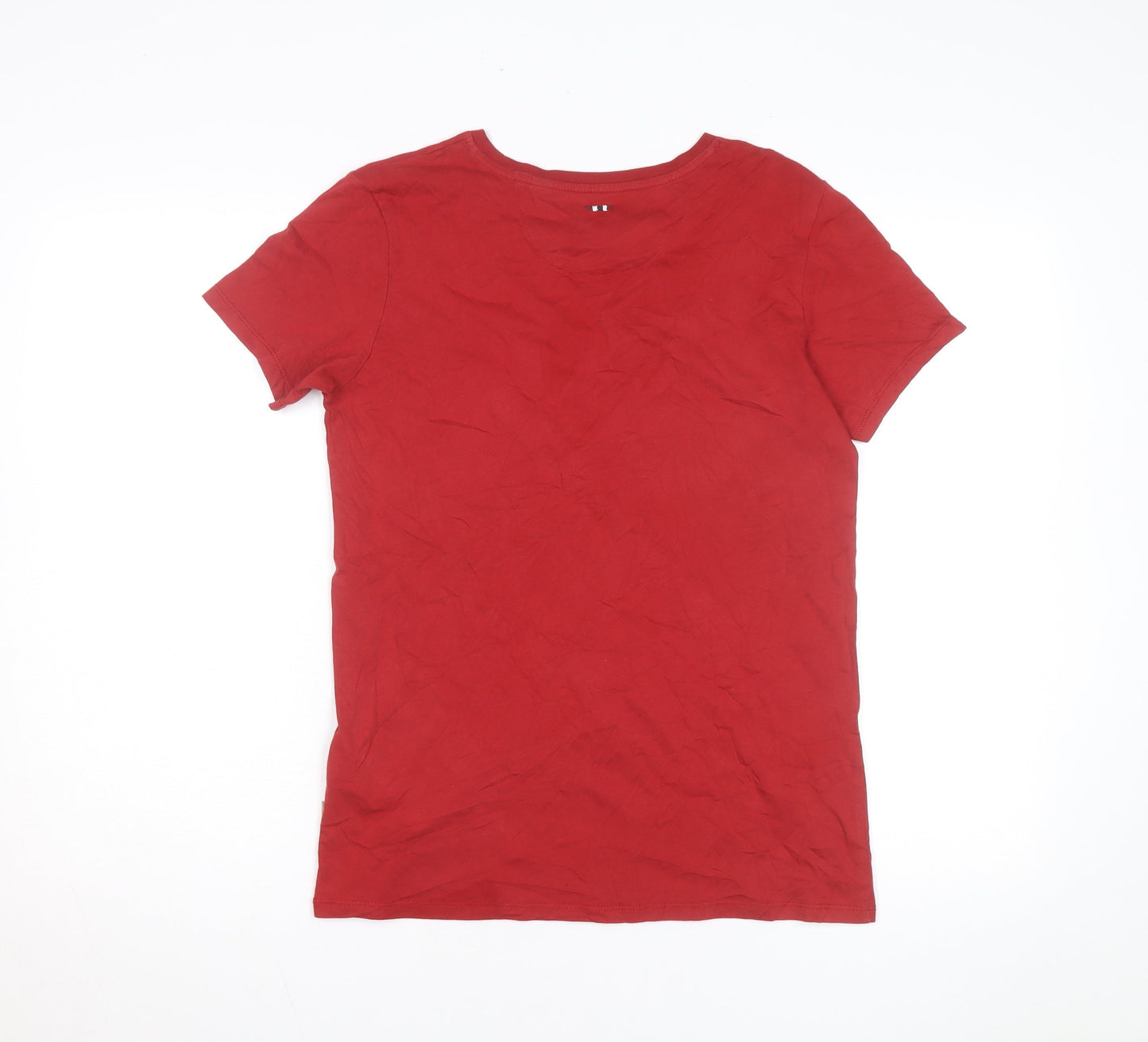 Napapijri Womens Red Cotton Crew Neck Short Sleeve T-Shirt Size 14