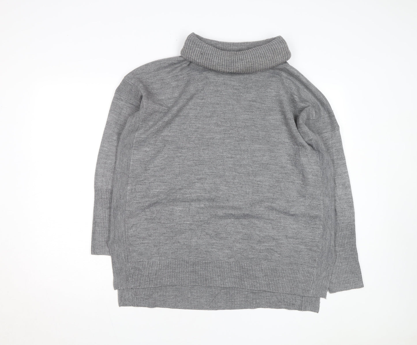 French Connection Women's Grey Roll Neck Wool Blend Jumper M